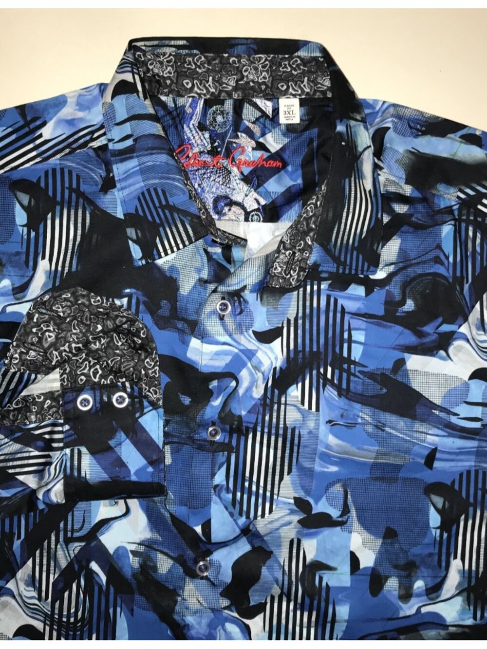 Men's Robert Graham Long Sleeve Button Front Shirt-Size 3XL